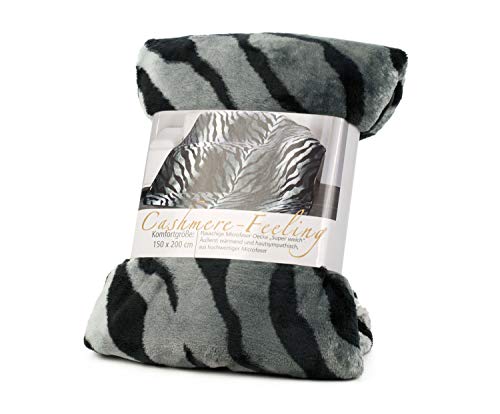 G??zze - Premium Cuddly Blanket, Cashmere Feel, High Fabric Weight 500 g/m??, 150 x 200 cm - Siberian snow tiger