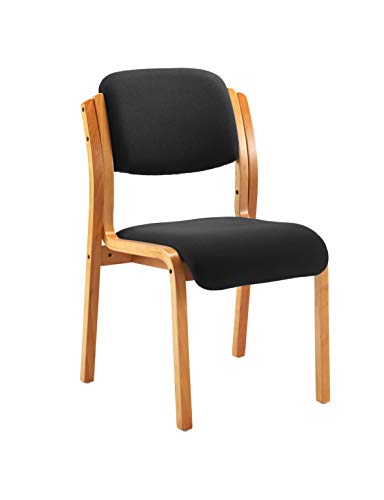 Office Hippo - Heavy Duty Office Chair For Reception, Meetings And Waiting Room. Grey Stackable Side Chair With Sturdy Wooden Frame & Upholstered Durable Seat Cushion. Max 115kg Weight