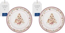 Villeroy & Boch Winter Bakery Delight Decorative Premium Porcelain Serving Plate, Red/Multi-Colour, 32 cm (Pack of 2)