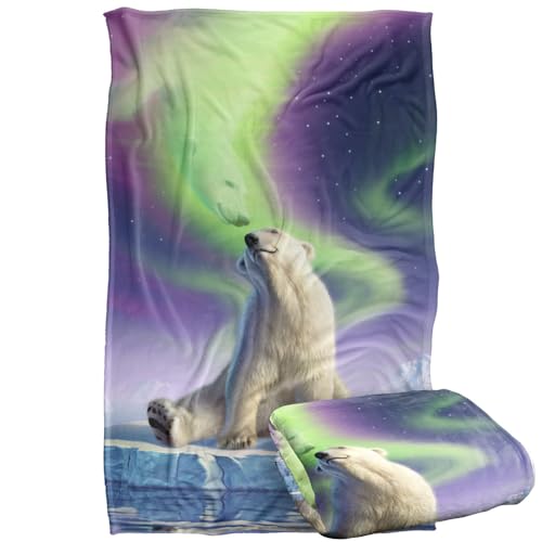 Jq Licensing - Jlo Polar Bear Aurora Northern Lights Silky Touch Super Soft Throw Blanket 91 x 147 Cm