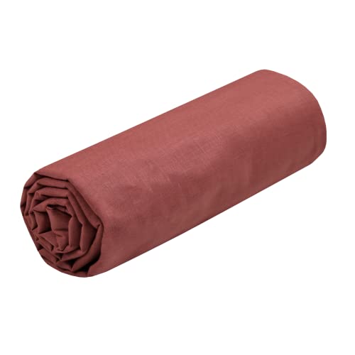 Lovely Casa - Fitted sheet - Size 180 x 200 cm - Large 30 cm - 100% Oeko-Tex Certified Cotton - Colour Grenache - Model Eden - Bed linen for home - Soft and comfortable for a cosy nest