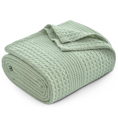 "PHF Lightweight Waffle Weave Blanket King Size, Breathable & Ultra Soft, 104""x 90"" Soft & Cozy Thin Blanket for Spring & Summer & Hot Sleepers, Bed, Home Decor - Sage Green"