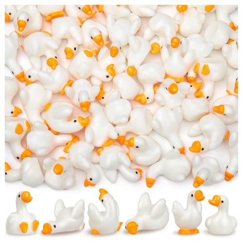 LHSYFBZ 72pcs Mini Resin Goose Figurines, Tiny Animal Figurine Bulk - Small Desk Goose Decor for Garden Lawn Yard Micro Landscape Aquarium Potted Ornament DIY Craft