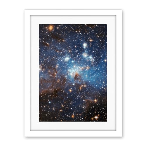 Artery8 Hubble Space Telescope Image Star Forming Region LH 95 In The Large Magellanic Cloud Blue Haze LMC Galaxy Stellar Nursery Gas And Dust Lanes Artwork Framed Wall Art Print 18X24 Inch
