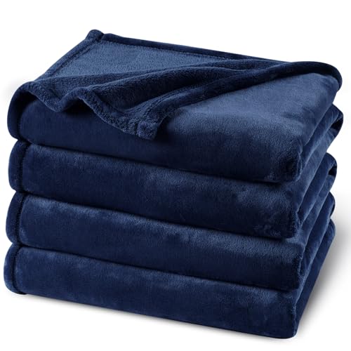 "PHF No Shed No Pilling Fleece Blankets Queen Size -Ultra Soft Lightweight & Cozy Bed Blanket, Plush Anti-Stati Microfiber, Room Home Decor Gifts for Women and Men, 1 Piece, 90"" x 90"", Navy Blue"