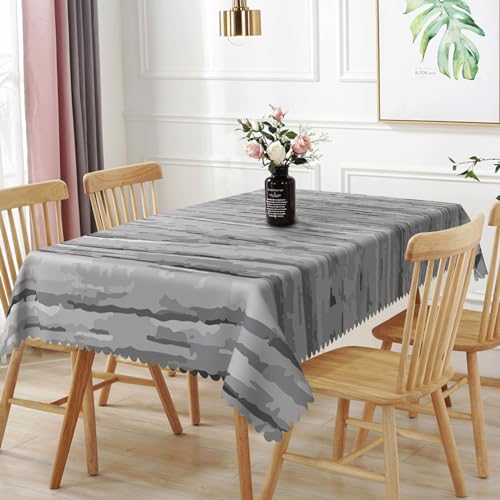 TTQYFNM 52x70inches Modern Rectangle Tablecloth Grey Aesthetic Stripes Abstract Art Table Cloth Washable and Wrinkle Resistant Fabric Table Cover for Kitchen Dining Room Living Room Home Decor