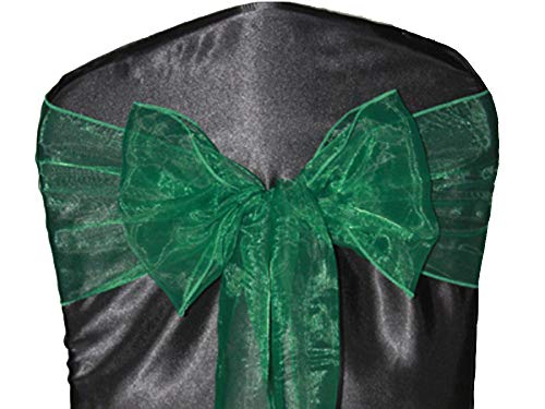 SARVAM FASHION Organza Chair Bow Sash D??cor Bows Sashes for Wedding Reception Events Banquets Decoration - (25, Hunter Green)
