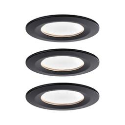 Paulmann 94474 Nova LED recessed luminaire 3-piece Set Rigid Warm White 3-Step dim Round incl. 3x6.5 watt dimmable recessed Spotlight Black matt spot Aluminium recessed lamp 2700 K Coin