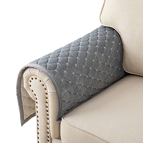 Eismodra Couch Cover,Sofa Cover,Armrest Covers,Backrest Covers,Anti-Slip Armchair Slipcovers for Dogs Cats Pet Loveseat Recliner Leather L Shaped,Light Gray 28 x 28 Inches (Only 1 Piece)