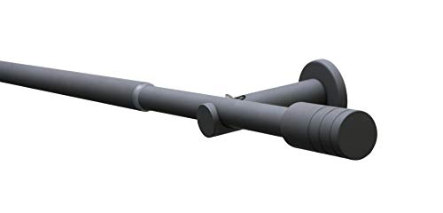 GARDINIA Elba Stone Grey Metal Curtain Pole Set 120-210 cm Length