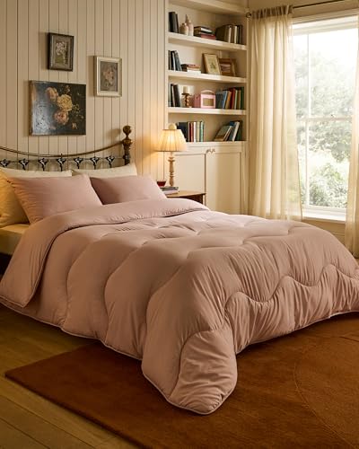Night Lark Coverless Duvet and Pillowcase Set, Plain Dye Collection – Coverless Duvet King Size 10.5 Tog with Advanced Smartfil® Fibre, Machine Washable, Hypoallergenic – Dusky Rose, King Bed Size