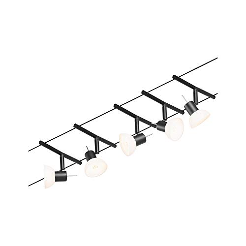 Paulmann 94450 CorDuo Cable System – Lighting Set Sheela DC, Max 5 x 10 Watt Extendable Wire Cable Matt Black Plastic GU5.3 Wire Cable System Without Bulbs