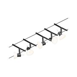 Paulmann 94450 CorDuo Cable System – Lighting Set Sheela DC, Max 5 x 10 Watt Extendable Wire Cable Matt Black Plastic GU5.3 Wire Cable System Without Bulbs