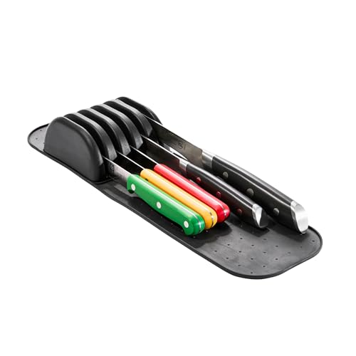 madesmart Classic Small Knife Mat, Carbon - full non slip base, secure blade slots, countertop block alternative, easy access, woman owned