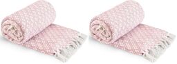 Emma Barclay Casablanca - Scandi Woven Recycled Cotton Chair Sofa Setee Bed Throw Over Blanket in Blush Pink - 50x60 (127x152cm) (Pack of 2)