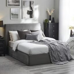 Julian Bowen Shoreditch Ottoman Bed, King, Slate Grey Linen - W167 x D212cm