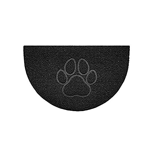 Nicoman Embossed Halfmoon Half Circle Door Mat Dirt-Trapper Jet-Washable Doormat 70x44cm (Black, PAW Shape) - Use Outdoor ONLY