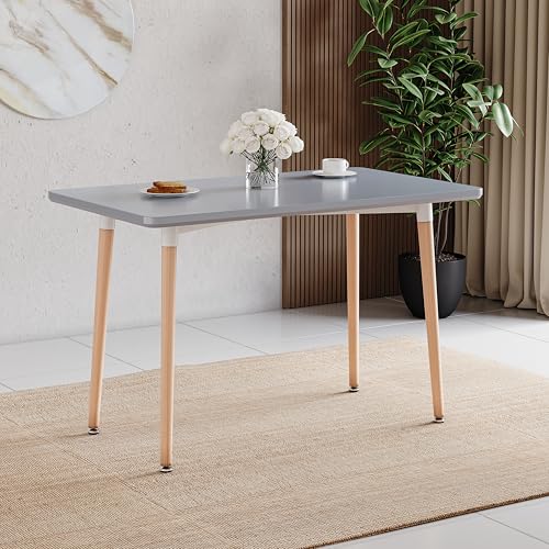 Vida Designs Batley 4 Seater Dining Table - Grey - Square - 75H x 120W x 70D cm - Solid Beech Wood Legs - Modern Dining Room