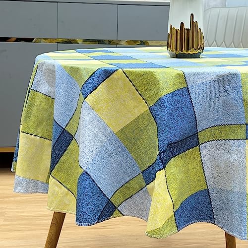 Pioggia Vinyl Tablecloth with Flannel Backed Waterproof Oil-Proof PVC Table Cloth Stain-Resistant Wipeable Easy Care Table Cover for Indoor and Outdoor