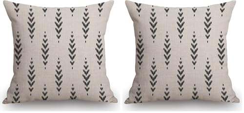 Swono Ikat Chevron Decorations Pillow Cover Boho Farmhouse Decor Throw Pillow Cases Cushion Cover 18 x 18 Inch Home Decoration (Pack of 2)