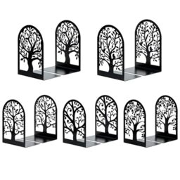 "Book Ends, Metal Bookends for Shelves, Modern Tree Book Ends Decorative, Non-Skid Bookends for Heavy Books, Heavy Duty Book Holders Book Stoppers for Home Office Decor, 6.9""x4.7""x3.5"" (5 Pairs/10 Pcs)"