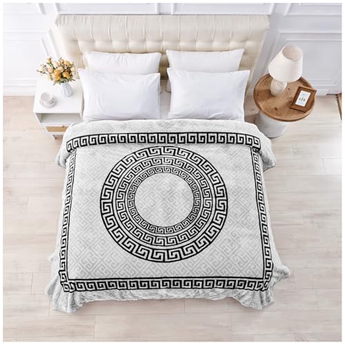 GC GAVENO CAVAILIA Fleece Throw Blanket - Soft Fluffy Polyester Blanket For Bed, Sofa, and Couch Double (150x200 Cm) - Easycare, Anti Allergic Throw - Stylish Greek Blankets for Adults - Grey