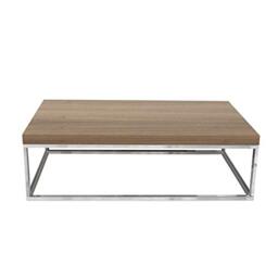 TemaHome Honeycomb Panel Plus Metal Prairie Rectangular Coffee Table with Walnut Veneer Plus Chrome Feet, 120 x 75 x 35 cm, Brown