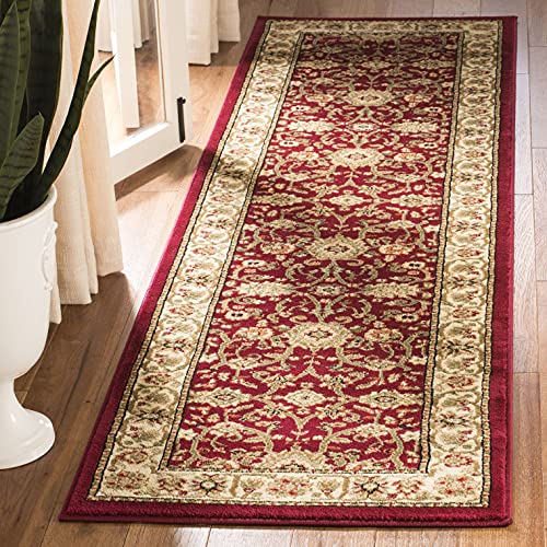 Safavieh Traditional Rug for Living Room, Dining Room, Bedroom - Lyndhurst Collection, Short Pile, in Red and Ivory, 80 x 180 cm