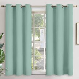 YoungsTex Sage Green Blackout Curtains 45 Inches Long for Bedroom Kitchen Window - Short Length Thermal Insulated Drapes with Grommet Privacy for Bathroom, 2 Panels, 42 x 45 Inch