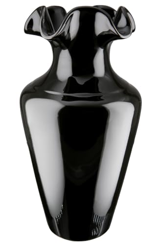 GILDE Irina Ceramic Vase Glossy Black Glazed Conical 40 cm High Decoration Home Accessory Gift Living Room