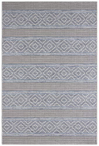 ELLE Decoration Rhone Flat Weave Indoor and Outdoor Rug 77 x 150 cm Cream Blue