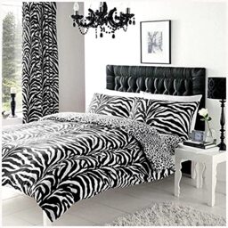 GC GAVENO CAVAILIA Luxury Animal Printed Duvet Cover Quilt Set, Easy Care Soft & Cosy Reversible Wildlife Bedding, Poly Cotton, Zebra-White/Black, King