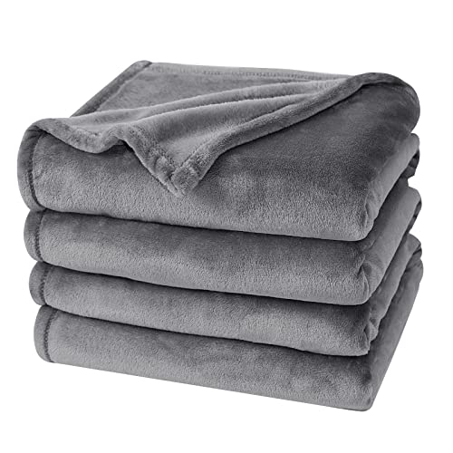 "PHF Ultra Soft Fleece Blanket King Size, No Shed No Pilling Luxury Plush Cozy 300GSM Lightweight Blanket for Bed, Couch, Chair, Sofa Suitable for All Season, 108"" x 90"", Grey"