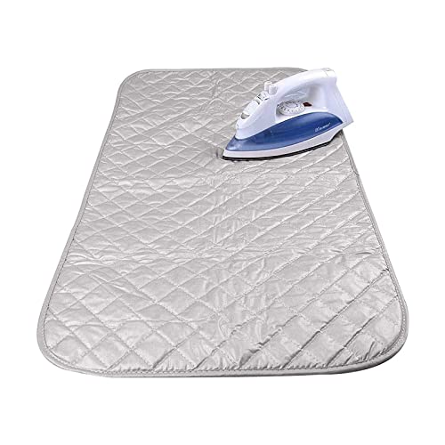 "Magnetic Ironing Mat Blanket Ironing Board Replacement, Iron Board Alternative Cover, Portable Travel Ironing Pad, Quilted Heat Resistant Ironing Pad Cover for Washer, Dryer, Table Top 33""X 19"" (Gray)"