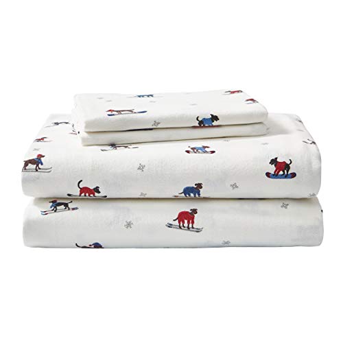Eddie Bauer - Twin Sheets, Cotton Flannel Bedding Set, Brushed For Extra Softness, Cozy Home Decor (Ski Patrol, Twin)