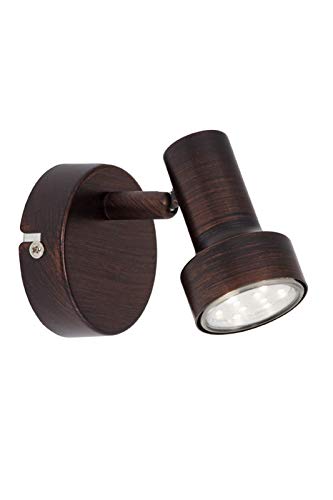 Briloner Leuchten LED Wall Light with Rotating and Pivoting Spot Light/Wall Lamp/Spotlight in Antique Look/Fitting GU10 1 x 3 W/Copper / 8 x 10.6 cm