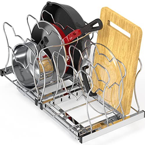 Simple Houseware Organizer Pull Out Under Cabinet Sliding Shelf for Kitchen,Bathroom, Pantry Pan and Pot Lid