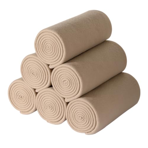 CAI TENG Fleece Throw Blanket Bulk Pack of 6 Lightweight Warm Throws Soft Cozy 50 x 60 inch Pet-Friendly Khaki