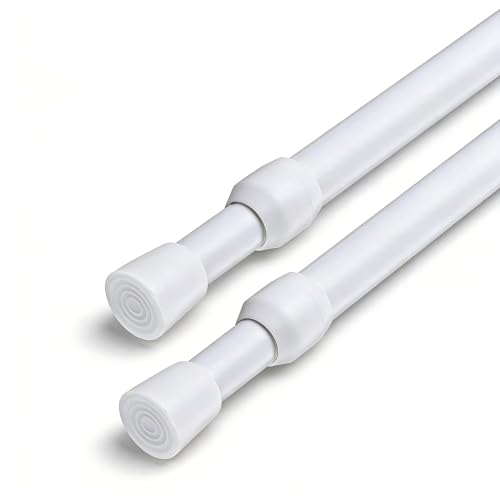 "Curtain Rod Spring Tension Rods Adjustable 28-43 Inches,5/8"" Diameter, 2 Pack (White)"