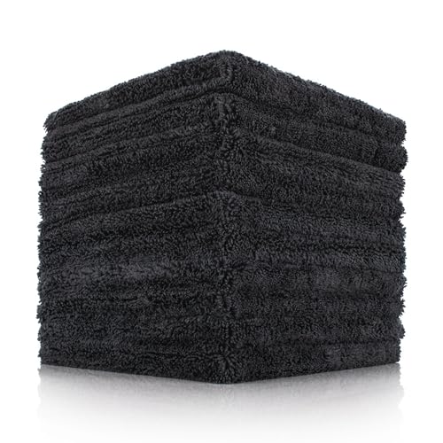 The Rag Company - Creature Edgeless Auto Detailing Towels (10-Pack) Professional 70/30 Blend, Dual-Pile Plush Microfiber, Buffing & Polishing, 420gsm, 16in x 16in, Black