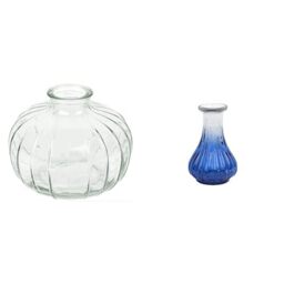 Talking Tables Clear Glass Bud Vase for flowers, s & Talking Tables Small Blue Recycled Glass Bud Vase Table Decor Bundle