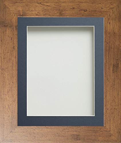 Frame Company Watson Range Rustic 30x20 inch Picture Photo Frame with Blue Mount for Image A2 *Choice of Sizes* Fitted with Perspex