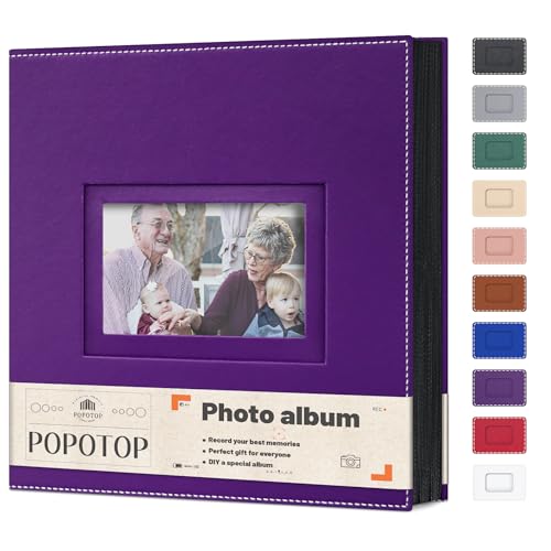Popotop Photo Album 4x6 500 Pockets with Leather Hardcover Cover, Large Photo Album Binder Book with 50Pcs Pages for Family Travel Wedding Baby Gifts