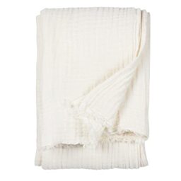 Yard Lark Cotton Muslin Throw (White, 130 x 180 cm)