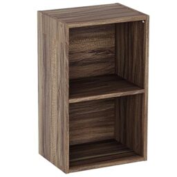 Vida Designs Oxford 2 Tier Cube Bookcase, Walnut Wooden Shelving Display Storage Unit Office Living Room Furniture