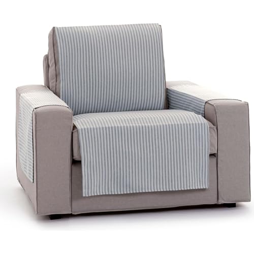 ECOMMERC3 Universal Sofa Cover with Elastic Bands Size 1 Seater ??? Adjustable Sofa Cover Ecru/Grey, Back, Seat and Arm Protection Easy and Versatile Renovation