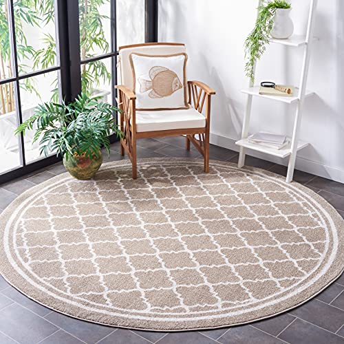 Safavieh Boho Rug for Living Room, Dining Room, Bedroom - Amherst Collection, Short Pile, in Wheat and Beige, 200 X 200 cm