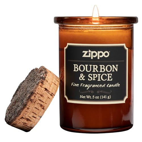 Zippo - Spirit Candle, Bourbon & Spice, Scented Candle in a Glass, 141 g, Unique Fragrance, Stylish Gift for Special Moments