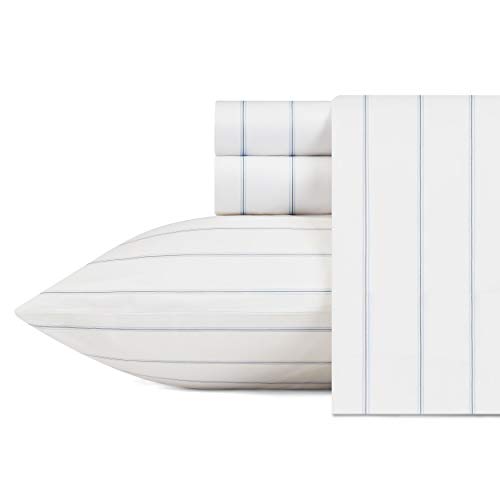 Nautica - Twin Sheet Set, Cotton Percale Bedding Set, Crisp & Cool, Lightweight & Breathable (Skippers Island Light Blue, Twin)