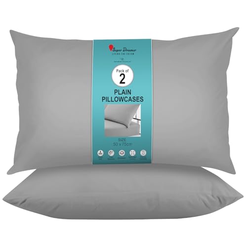 GC GAVENO CAVAILIA Microfiber Pillow Case 2 Pairs - Housewife Pillowcases - Plain Dyed Soft & Breathable Covers - Standard Size 75x50 cm - Wrinkle & Fade Resistant Machine Washable Bedding - Grey